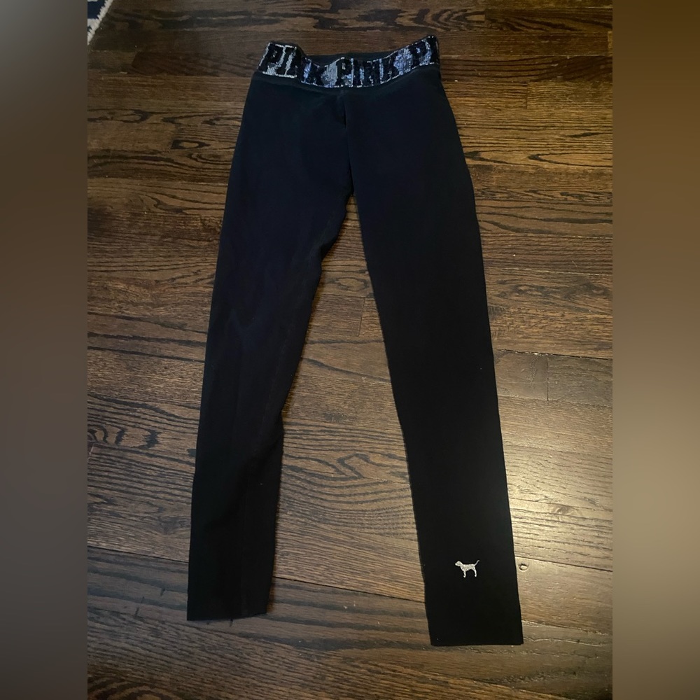 Sequin VS Pink Wide Ban Leggings